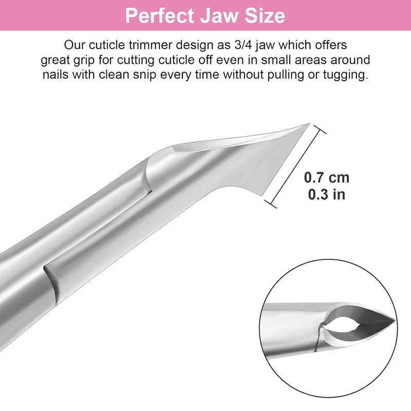 CGBE Cuticle Trimmer 3/4 Jaw Extremely Sharp Cuticle Nippers Stainless Steel Cuticle Clippers Cutter Remover Pedicure Manicure Nail Tool (Pink) - Image 3